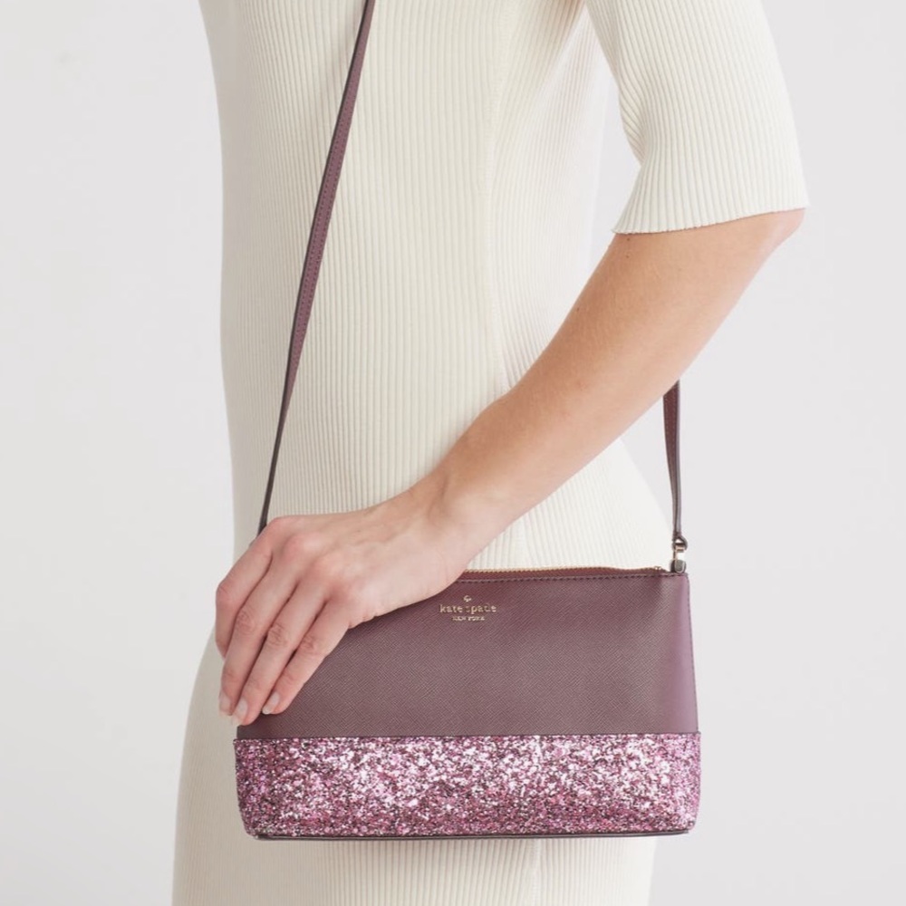 Kate Spade Flash Cherrywood Glitter Crossbody Bag NWT